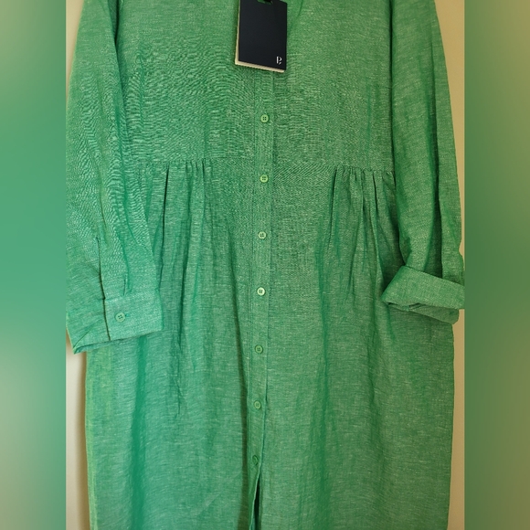NWT Pomander Place Tuckernuck Sea Green Lydell Maxi Shirt Dress - Size M, Linen - Picture 5 of 6